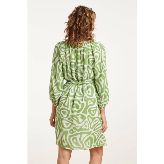Smashed Lemon 25005 crinkle jurk met lichtte abstracte print | - Image 2