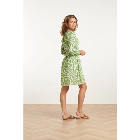Smashed Lemon 25005 crinkle jurk met lichtte abstracte print | - Image 4