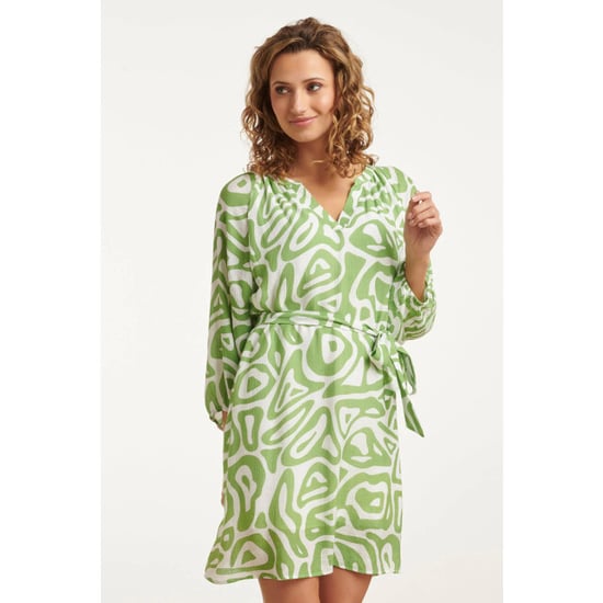 Smashed Lemon 25005 crinkle jurk met lichtte abstracte print | - Image 5