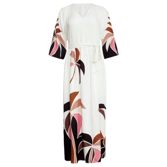Smashed Lemon 25057 off white flowy maxi jurk met mauve palm print | - Image 3