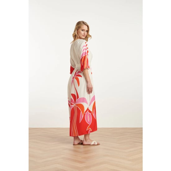 Smashed Lemon 25058 off white flowy maxi jurk met helder palm print | - Image 4