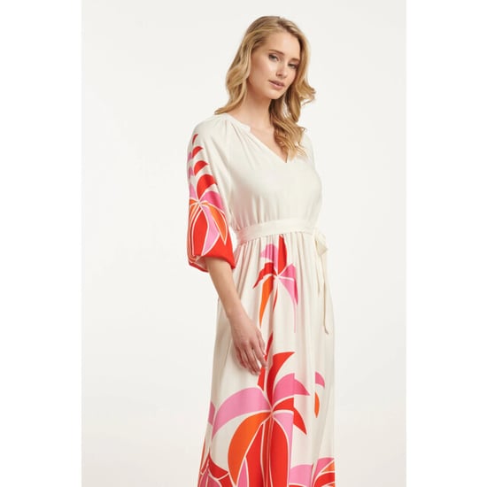 Smashed Lemon 25058 off white flowy maxi jurk met helder palm print | - Image 5