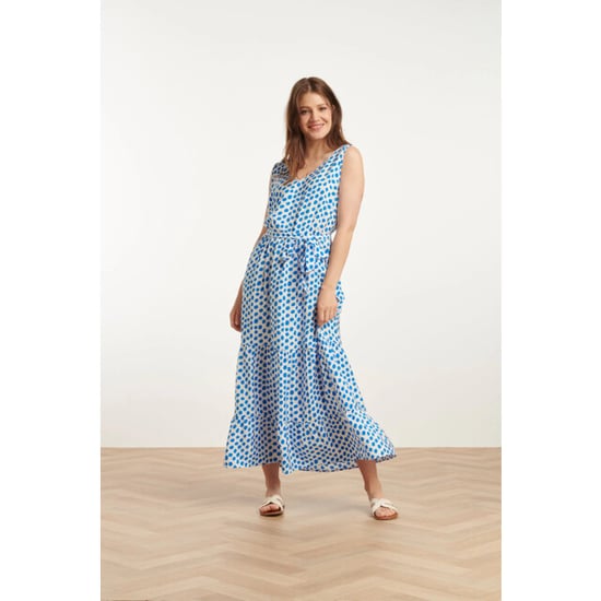 Smashed Lemon 25084 maxi jurk met kobalt polka dot print | - Image 4