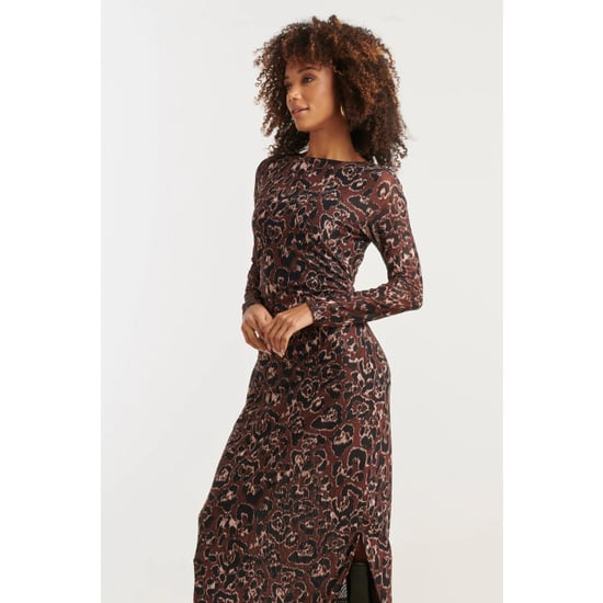 Smashed Lemon Mesh midi jurk met cheetahprint in bruin en zwart | - Image 2
