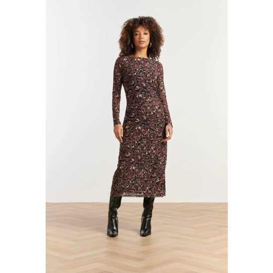 Smashed Lemon Mesh midi jurk met cheetahprint in bruin en zwart | - Image 3