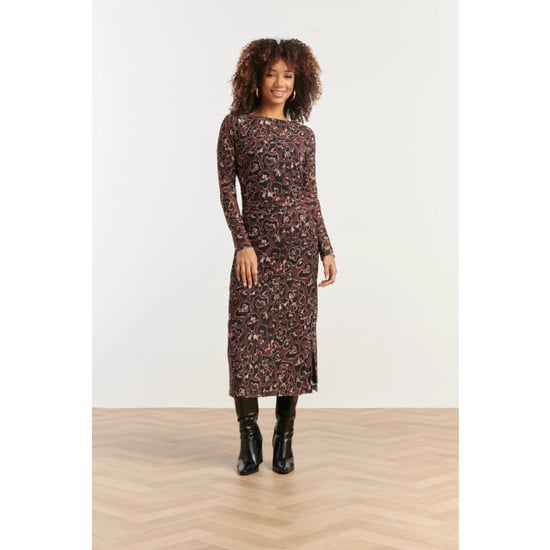 Smashed Lemon Mesh midi jurk met cheetahprint in bruin en zwart | - Image 5