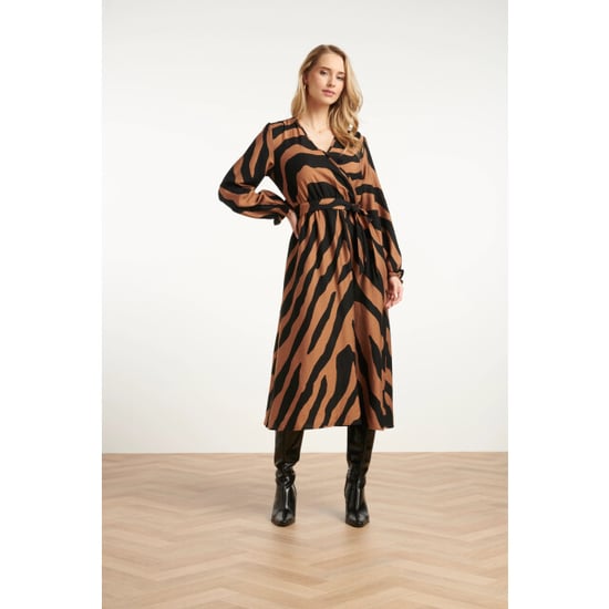 Smashed Lemon Midi dierenprint jurk met ceintuur in bruin en zwart | - Image 2
