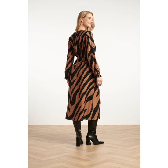 Smashed Lemon Midi dierenprint jurk met ceintuur in bruin en zwart | - Image 3