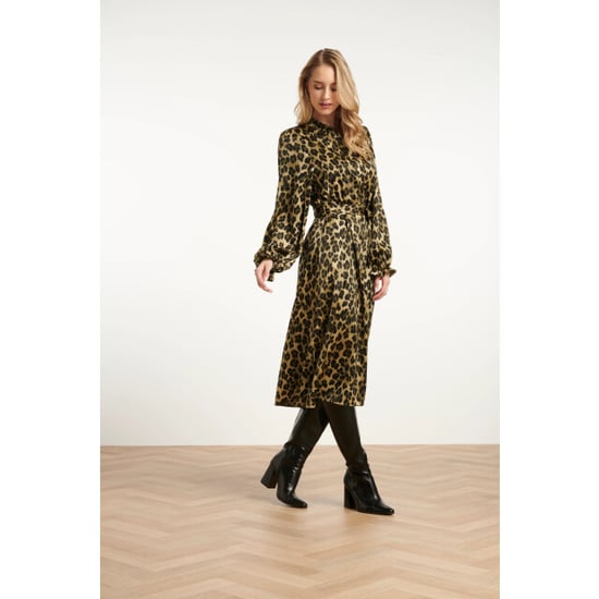 Smashed Lemon Midi shirtjurk met luipaardprint in army en zwart | - Image 2