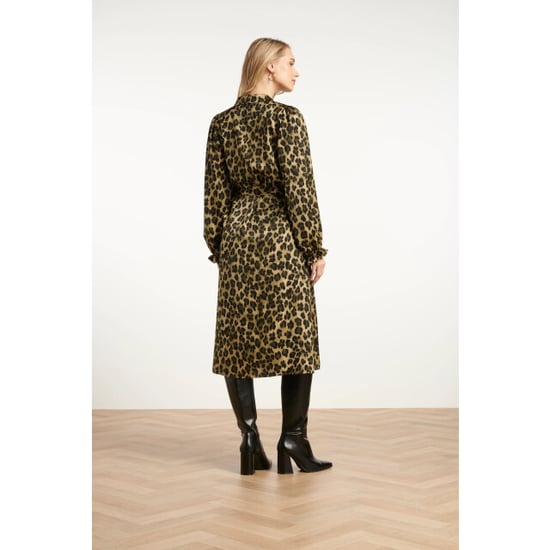 Smashed Lemon Midi shirtjurk met luipaardprint in army en zwart | - Image 3