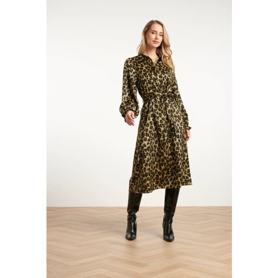 Smashed Lemon Midi shirtjurk met luipaardprint in army en zwart | - Image 5