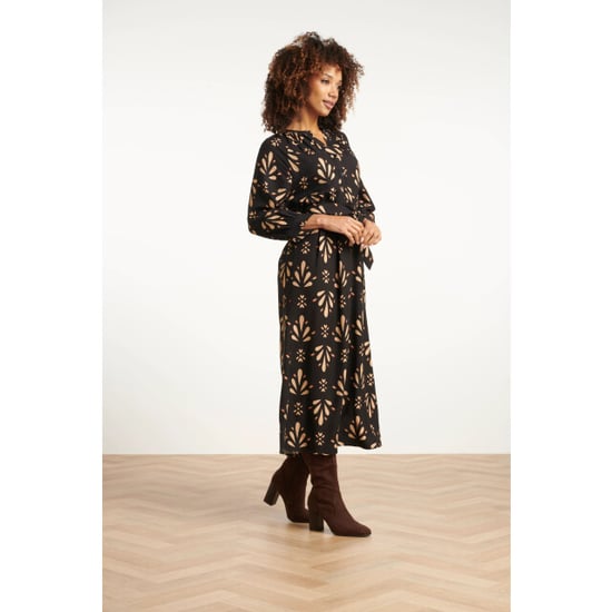 Smashed Lemon Ornament geprint maxi jurk in zwart en camel | - Image 2