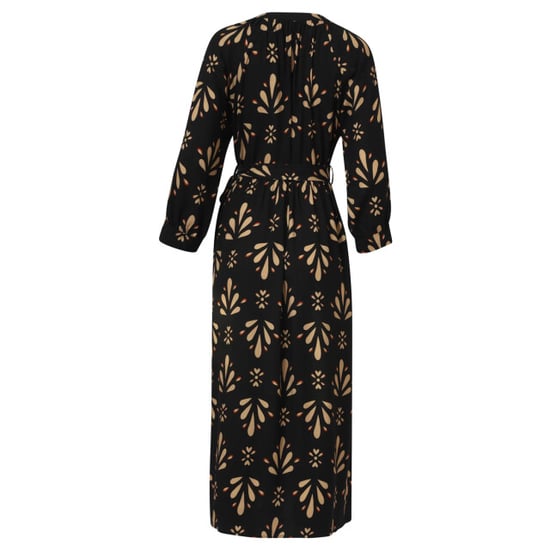Smashed Lemon Ornament geprint maxi jurk in zwart en camel | - Image 3
