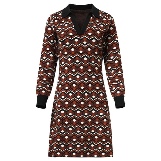 Smashed Lemon Retro gebreide jurk met bruin en zwart print | - Image 2