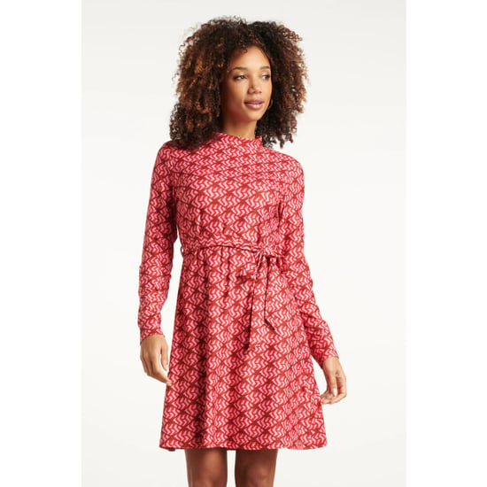 Smashed Lemon Stretchstof lippenprint jurk in rood en roze | - Image 6