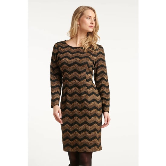 Smashed Lemon Zig-zag jurk met zwart en goud lurex | - Image 2