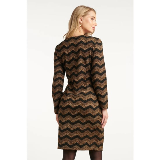 Smashed Lemon Zig-zag jurk met zwart en goud lurex | - Image 3