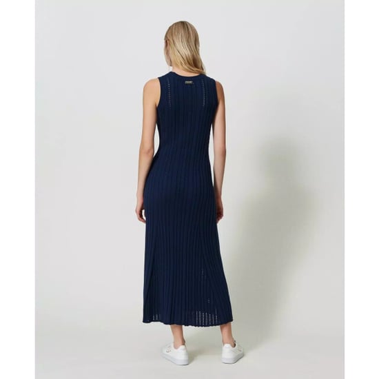 Twin-set Lange jurk van gemengd stiksel en kabeltricot - Image 3