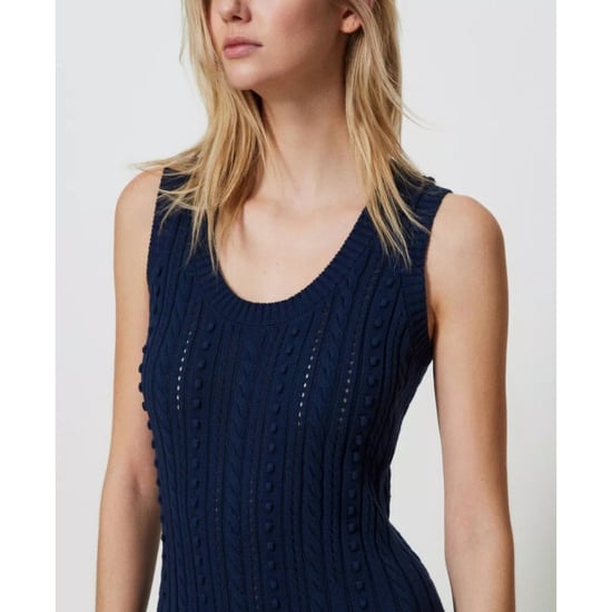 Twin-set Lange jurk van gemengd stiksel en kabeltricot - Image 4