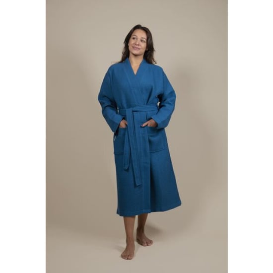 CozyLion Sauna badjas wafelstof dames & heren azur blauw | - Image 1