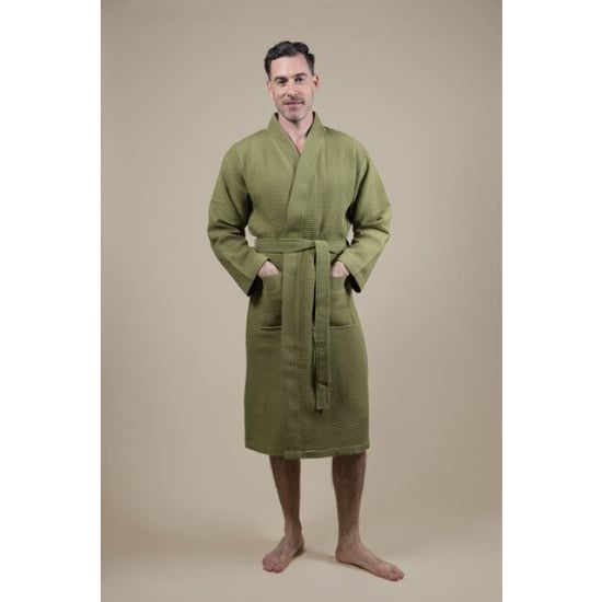 CozyLion Sauna badjas wafelstof dames & heren olijf groen | - Image 1