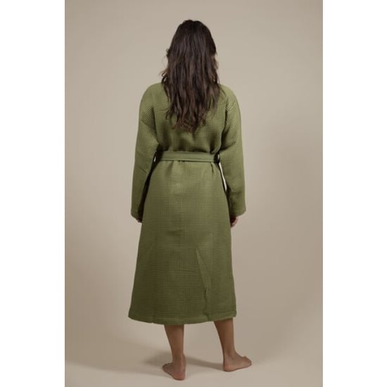 CozyLion Sauna badjas wafelstof dames & heren olijf groen | - Image 2