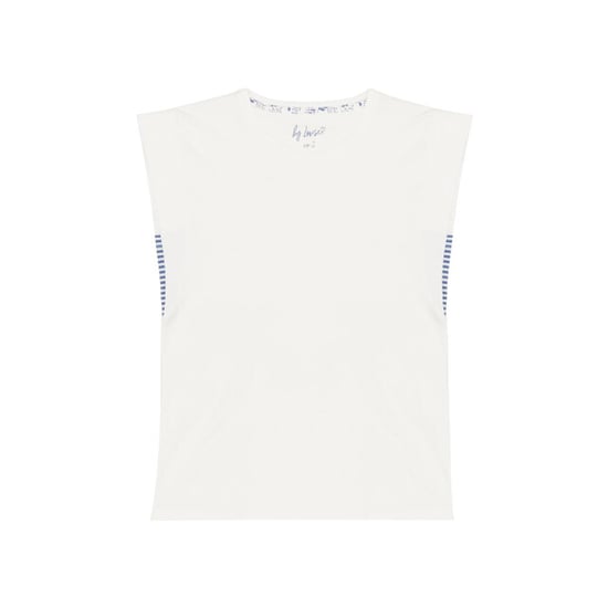 By Louise Dames capri korte pyjama set wit/blauw gestreept - Image 2