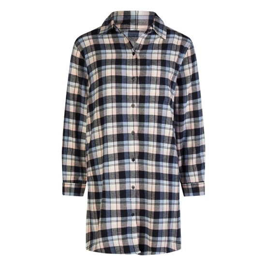 By Louise Dames pyjama nachthemd lang flanel geruit grijs/roze - Image 1