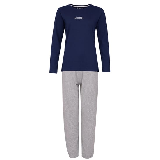By Louise Dames pyjama set lang katoen donkerblauw / grijs gestipt - Image 1