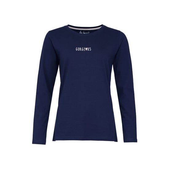 By Louise Dames pyjama set lang katoen donkerblauw / grijs gestipt - Image 4