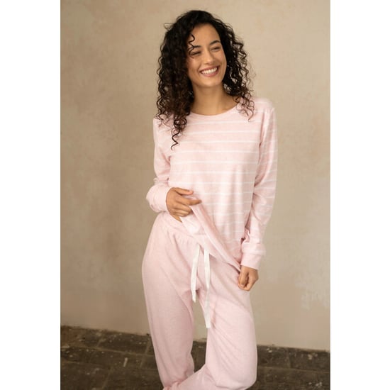 By Louise Dames winter pyjama set lang badstof gestreept roze - Image 5