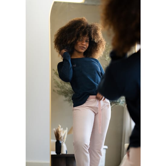 By Louise Essential dames pyjama set lang katoen blauw - Image 2