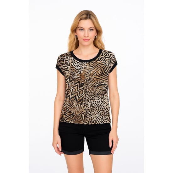 Geisha T-shirt with rib jersey aop dessin - Image 2