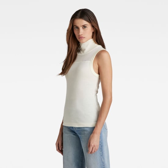 G-Star Fabric mix funnel tank top ecru - Image 4
