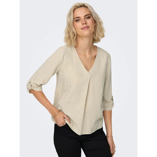 Jacqueline de Yong Say 3/4 linen v-neck top - Image 3