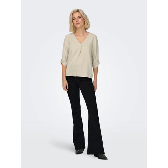 Jacqueline de Yong Say 3/4 linen v-neck top - Image 4