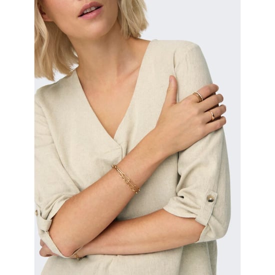 Jacqueline de Yong Say 3/4 linen v-neck top - Image 5