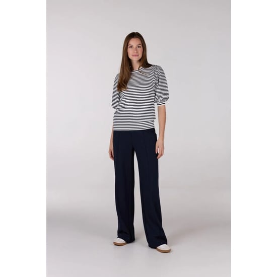 Jansen Amsterdam Kim top k 136 stripe short puffed sleeve offwhite- dark blue - Image 2