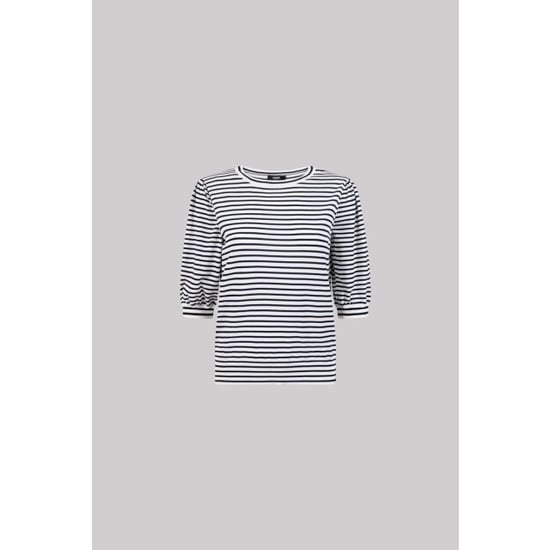 Jansen Amsterdam Kim top k 136 stripe short puffed sleeve offwhite- dark blue - Image 4