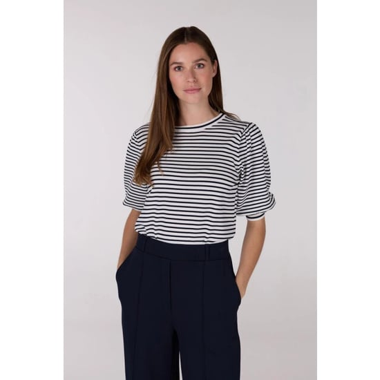 Jansen Amsterdam Kim top k 136 stripe short puffed sleeve offwhite- dark blue - Image 6