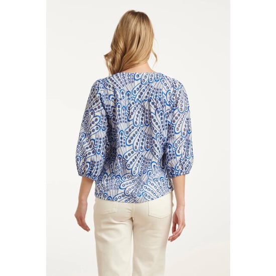 Smashed Lemon 25136 broderie anglaise top met v-hals en 3/4 mouwen – | - Image 3