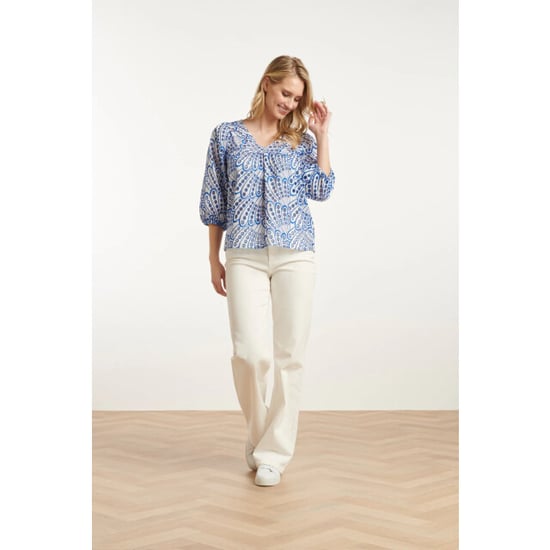 Smashed Lemon 25136 broderie anglaise top met v-hals en 3/4 mouwen – | - Image 5