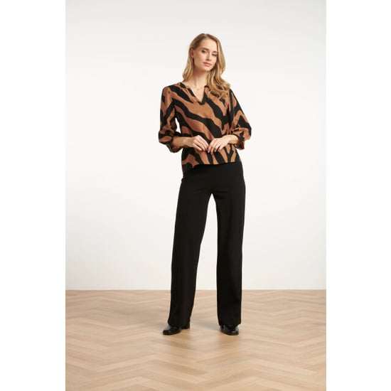 Smashed Lemon Bruin en zwart dierenprint top met v-hals | - Image 3