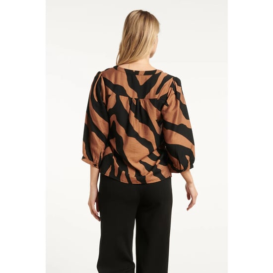 Smashed Lemon Bruin en zwart dierenprint top met v-hals | - Image 5