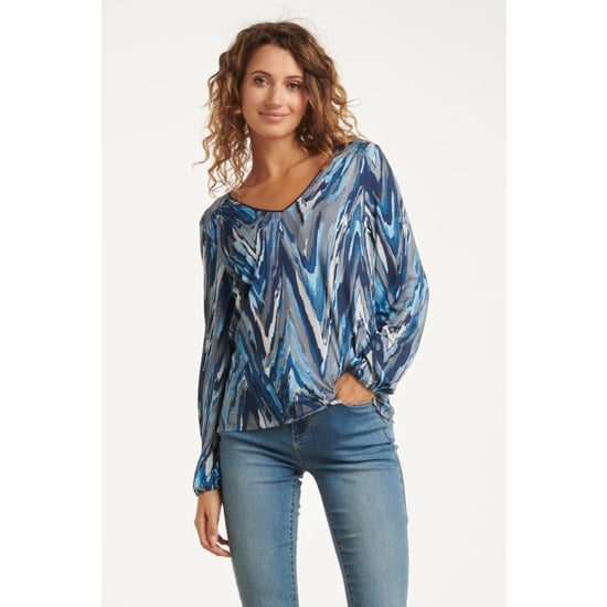 Smashed Lemon Damesgetailleerd zig zag geprint top | - Image 4