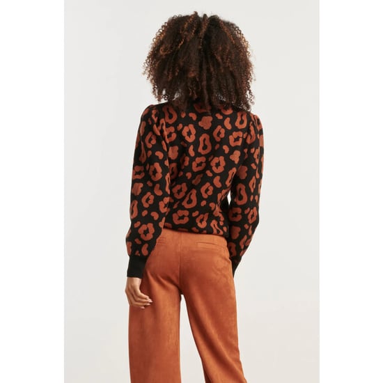 Smashed Lemon Gebreide dierenprint knit top zwart en cognac | - Image 3