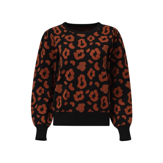 Smashed Lemon Gebreide dierenprint knit top zwart en cognac | - Image 5