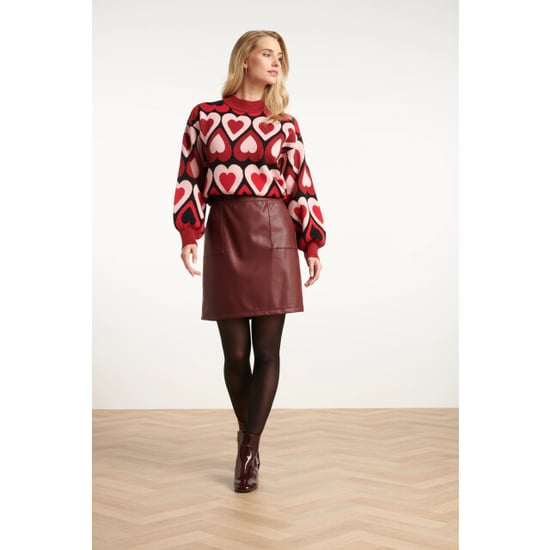 Smashed Lemon Gebreide haartjes knit top in rood en bordeaux | - Image 2
