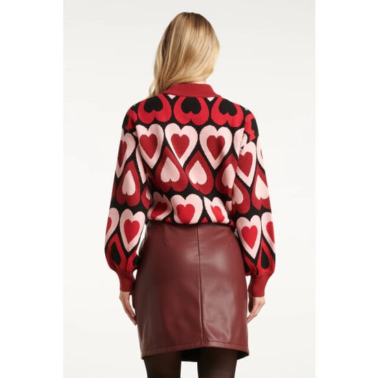 Smashed Lemon Gebreide haartjes knit top in rood en bordeaux | - Image 4
