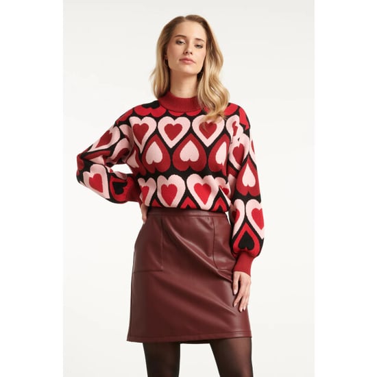 Smashed Lemon Gebreide haartjes knit top in rood en bordeaux | - Image 5